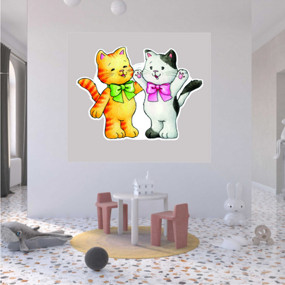 Sticker decorativ rezizstent, pisici tip acuarela