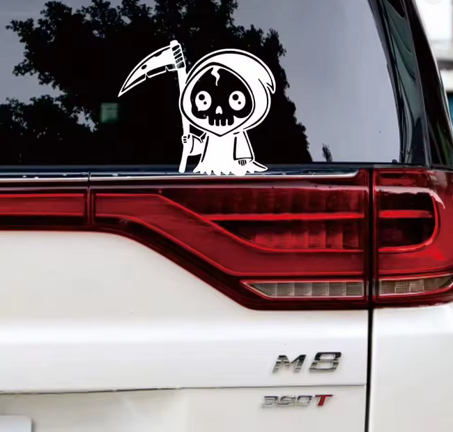 Sticker Auto Grim Reaper – Moartea cu Coasa, Autocolant Decupat
