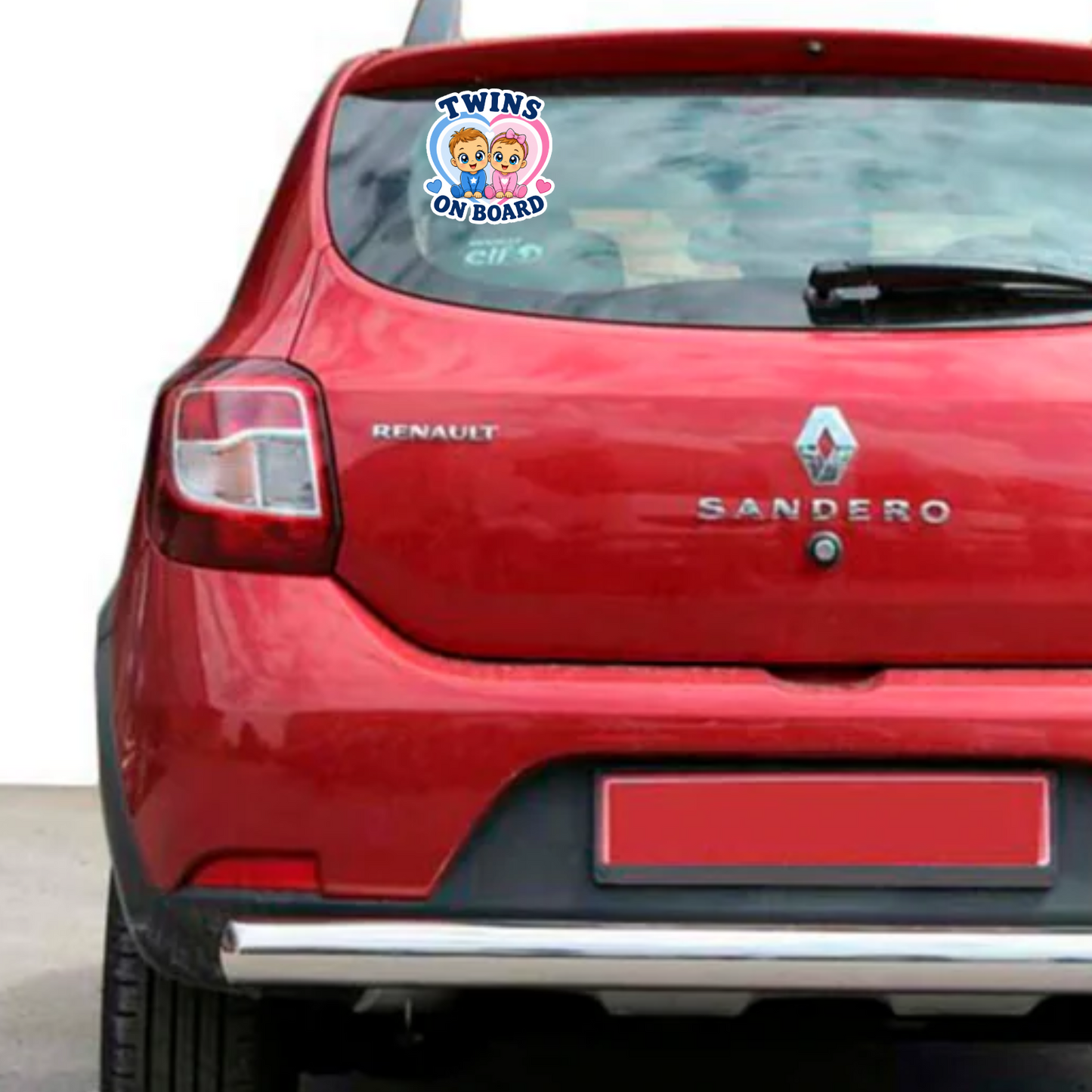 Sticker Baby on Board – Twins on board, baiat si fata, albastru si roz, Autocolant Auto