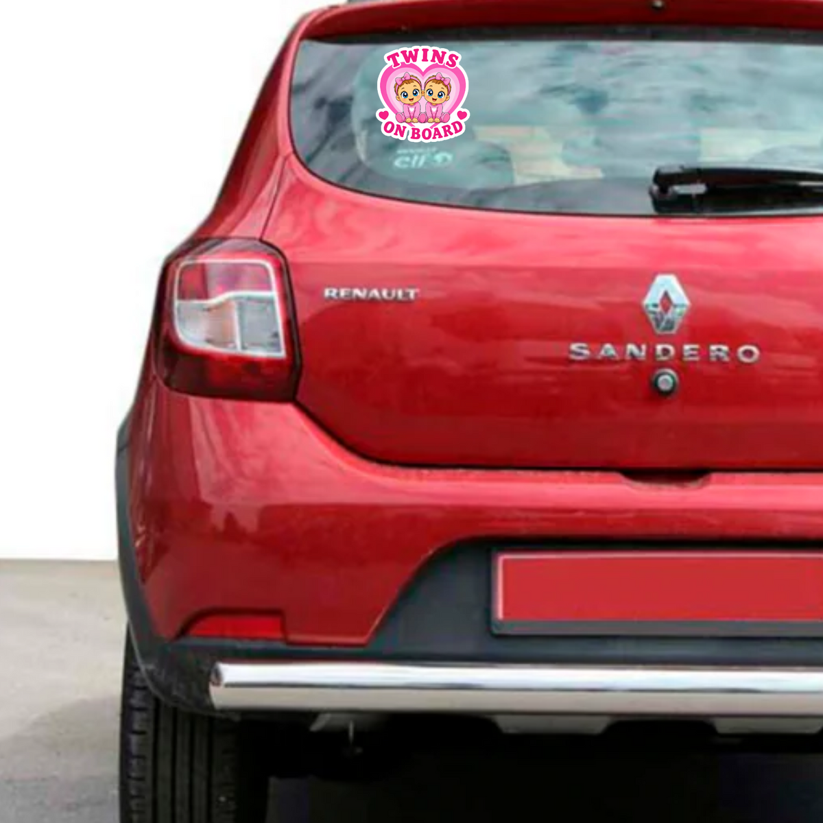Sticker Baby on Board – Twins on board, fetite, roz, Autocolant Auto