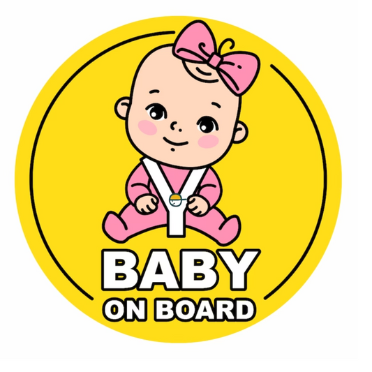 Sticker auto rezistent, baby on board, fetita in centura