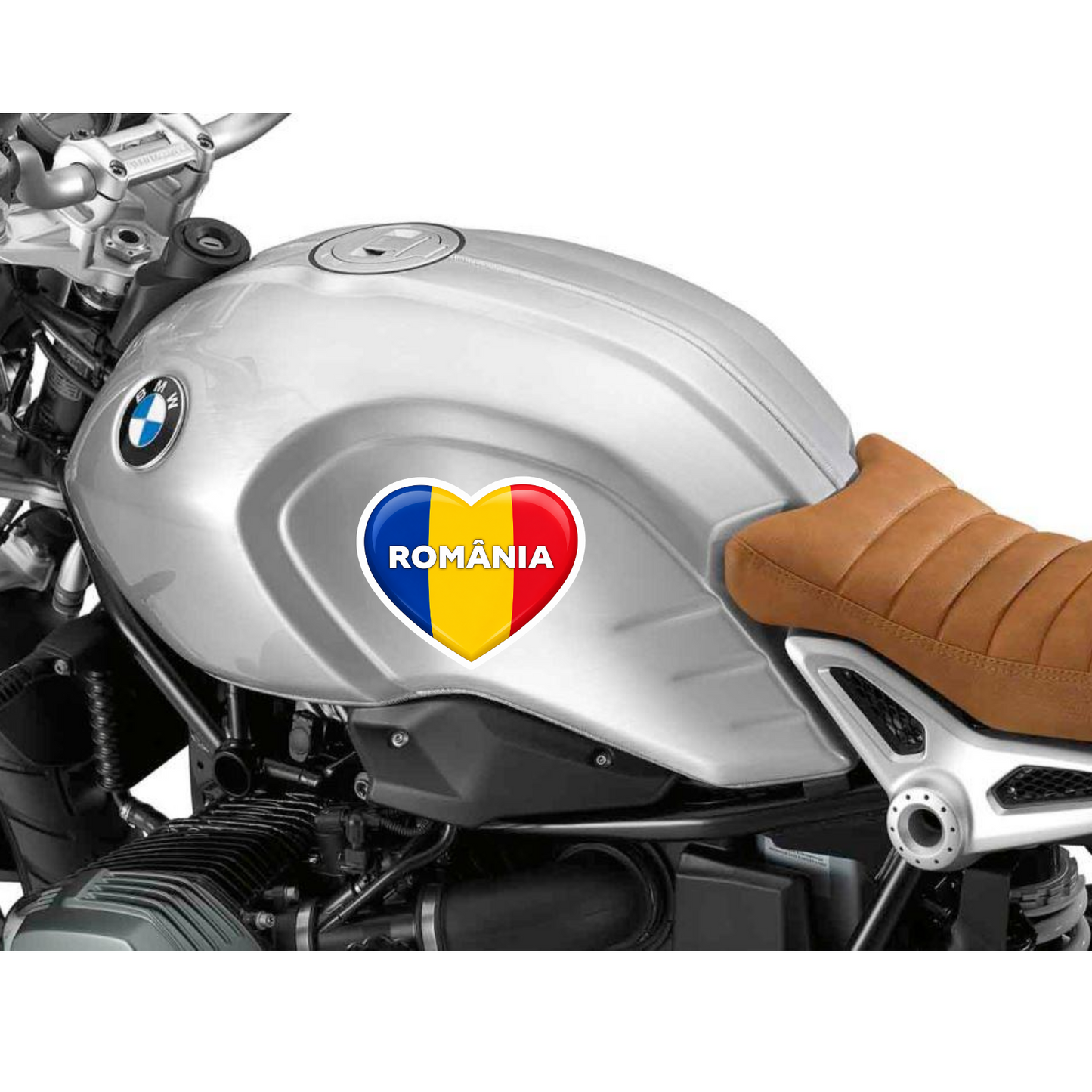 Sticker inima Romania tricolor patriotic, Autoadeziv