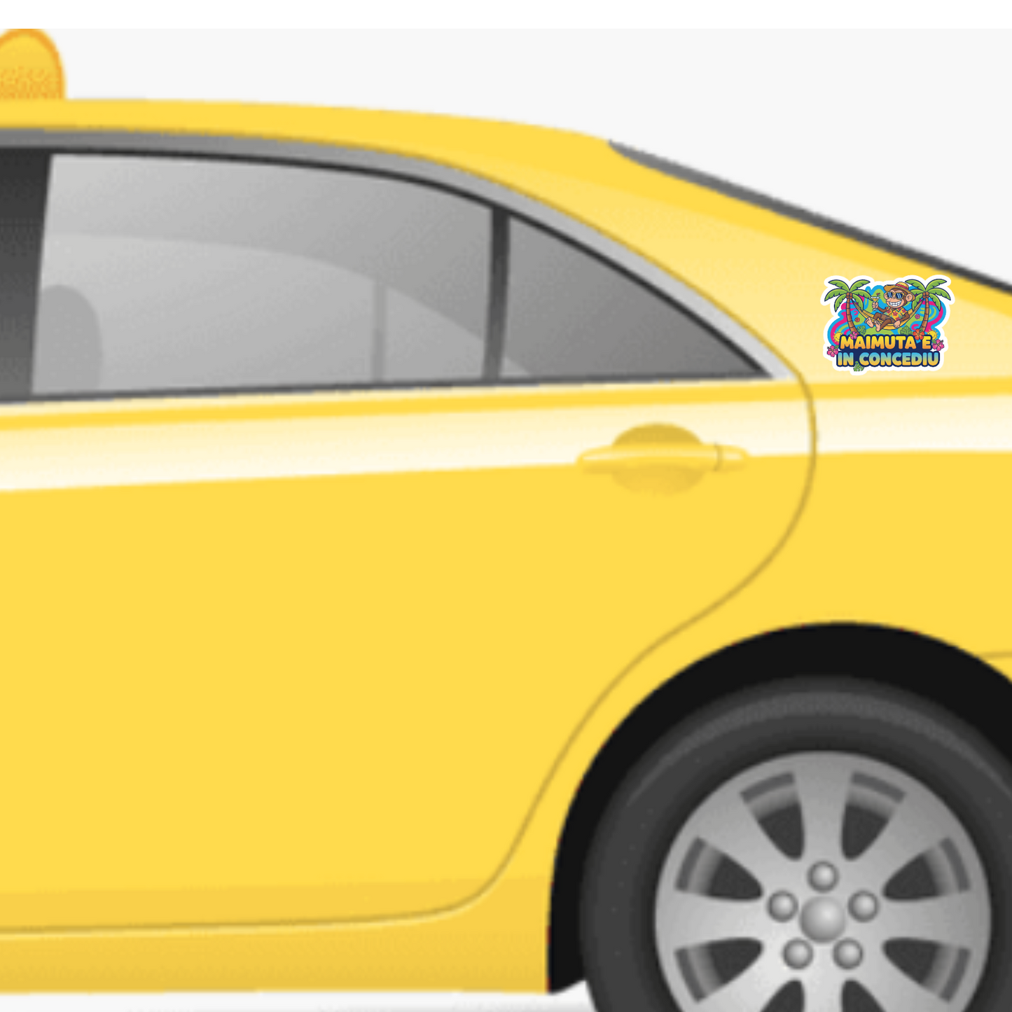 Sticker auto amuzant si rezistent, pentru taxi, Maimuta e in Concediu v1