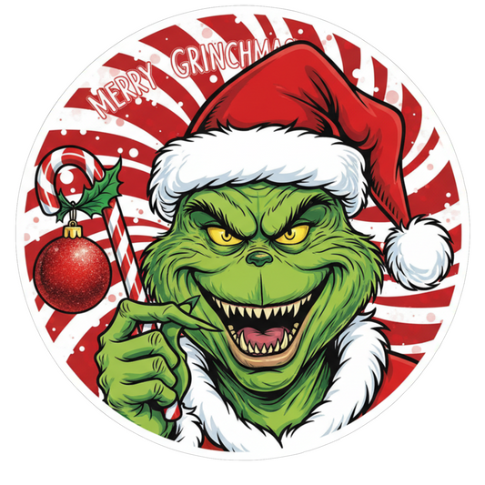 Sticker auto decorativ, abtibild, Mos Craciun Grinch, Merry Grinch. pentru caroserie, geamuri sau clapeta rezervor, v3