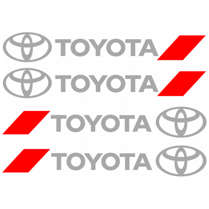Set 4 Stickere Mânere Toyota – Logo + Accent Roșu Racing 12.5x2cm