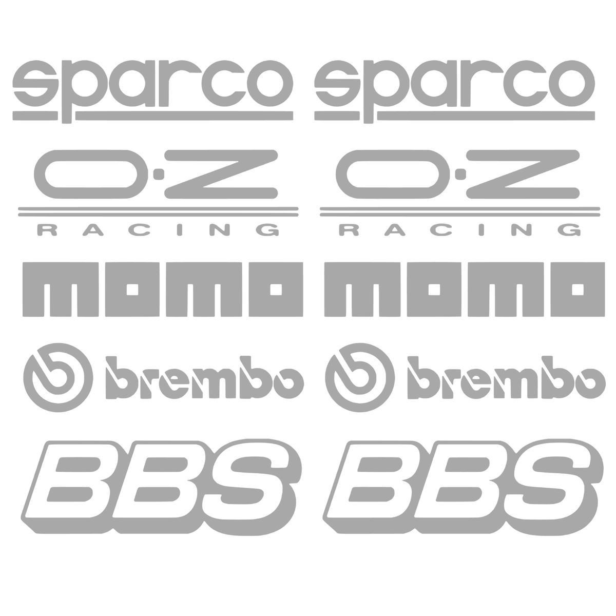 Set de 2 seturi Stickere Auto Racing – Sparco, O.Z Racing, Momo, Brembo și BBS