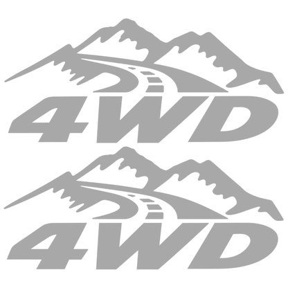 Set 2 Stickere 4WD Off-Road – Munți și Drum, Auto 4x4