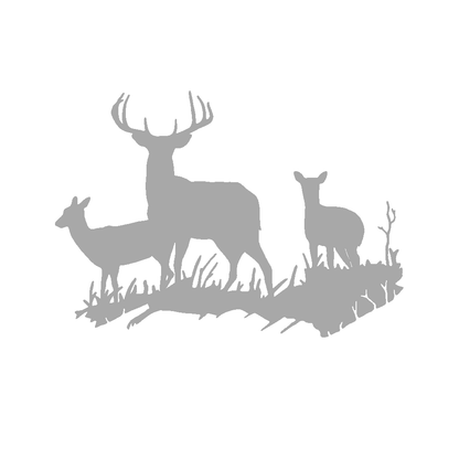 Sticker Auto Vânătoare – Familie de Cerbi în Natură, Siluetă Forestieră