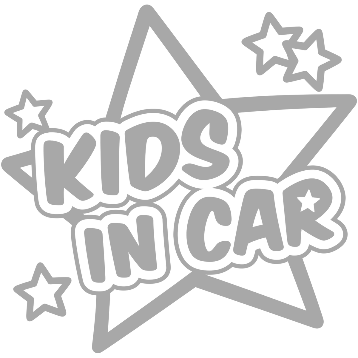 Sticker auto Kids in Car – Copii la bord, model cu stele, 17cm