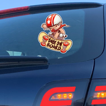 Sticker auto rezistent Baby on Board, skateboard