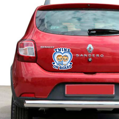 Sticker Baby on Board – Twins on board, baieti, albastru, Autocolant Auto