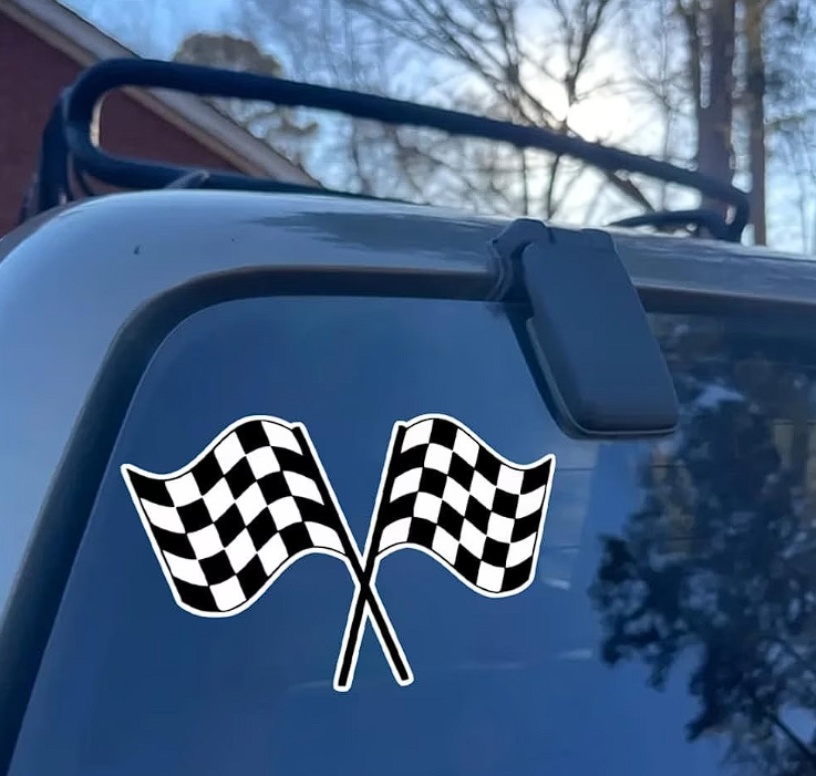 Set 2 Stickere Auto Racing – Steaguri de Curse Încrucișate, Motorsport, Tuning