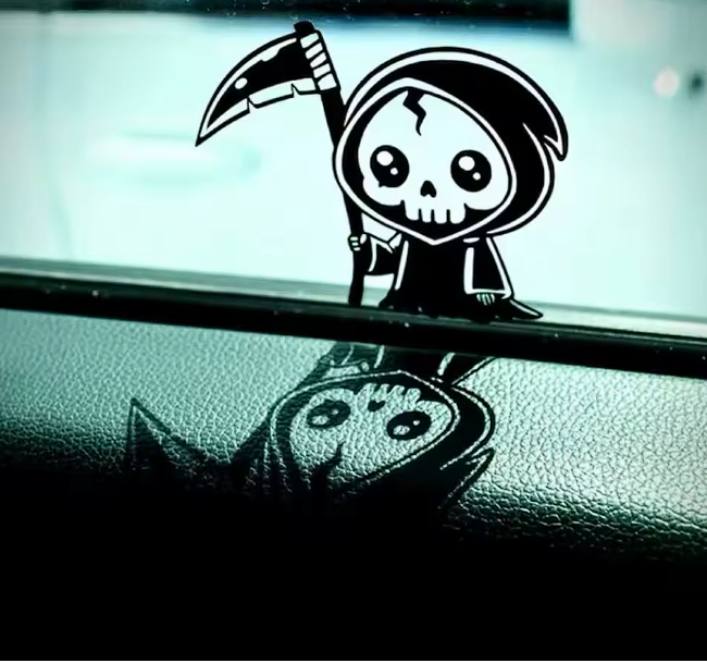 Sticker Auto Grim Reaper – Moartea cu Coasa, Autocolant Decupat