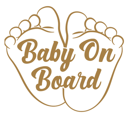 Sticker auto moto decorativ, tuning, rezistent la apa si UV, Baby on board cu picioruse