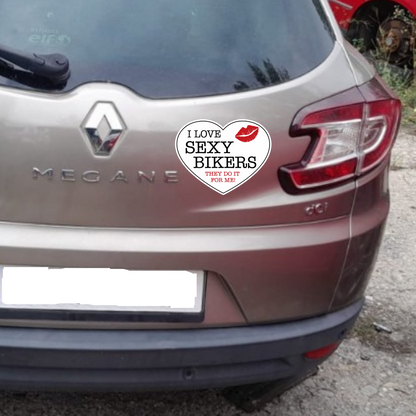 Sticker auto rezistent, pentru fete, i love bikers