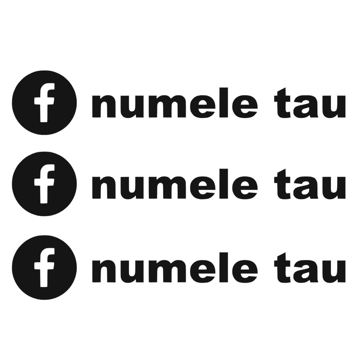 Sticker auto moto decorativ, rezistent, Facebook personalizat, set 3 bucati