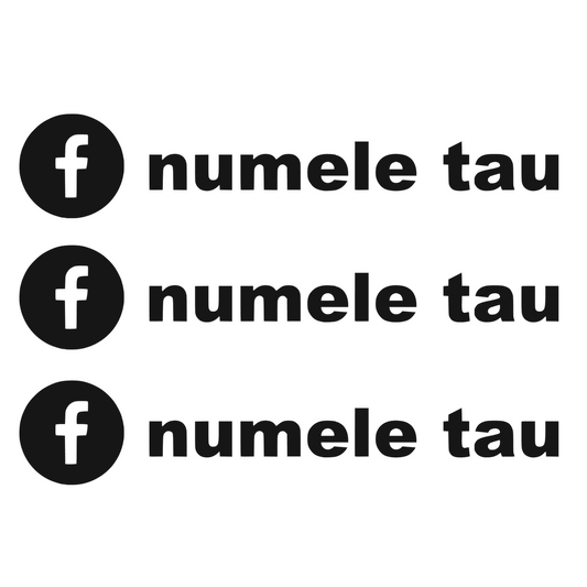 Sticker auto moto decorativ, rezistent, Facebook personalizat, set 3 bucati