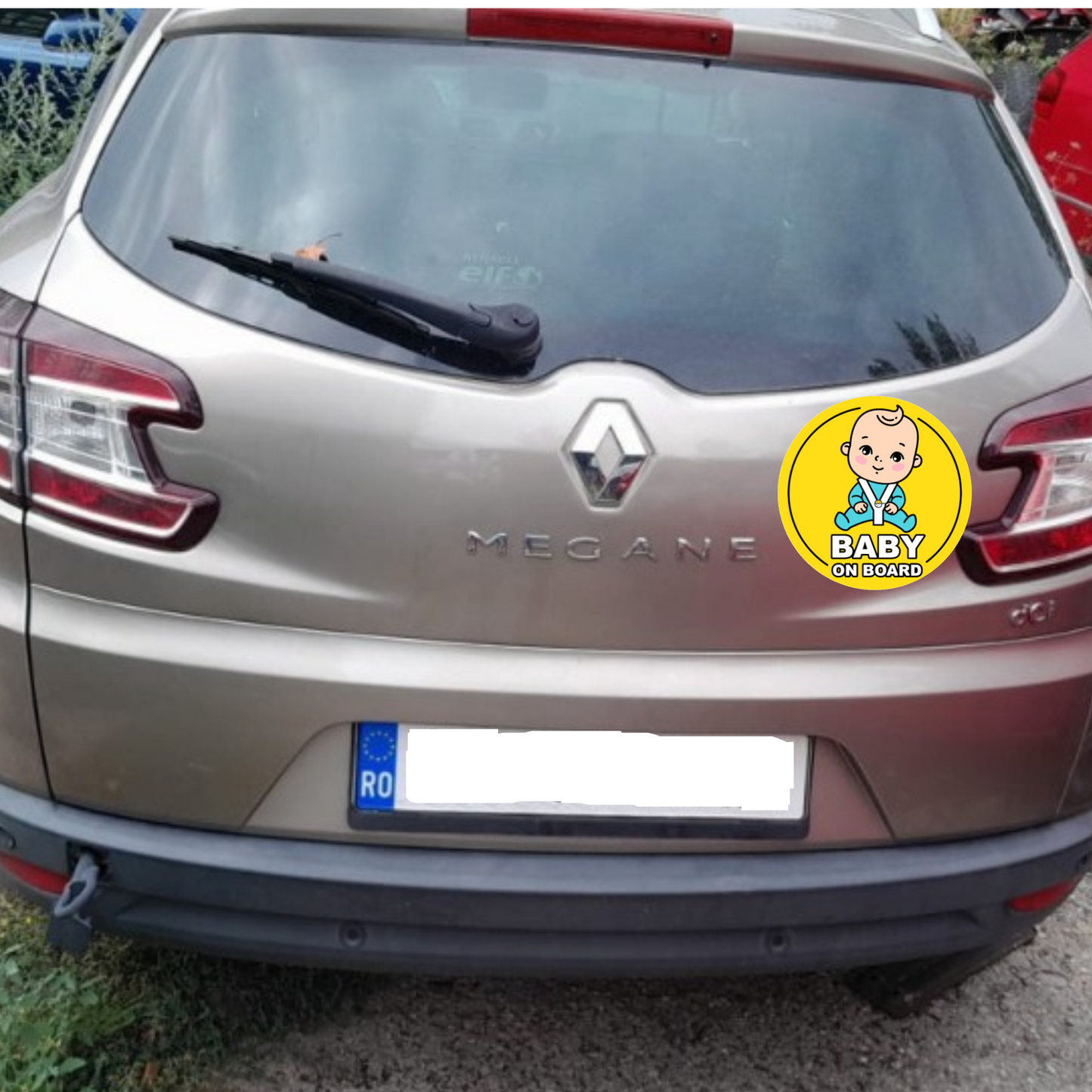 Sticker auto rezistent, baby on board, baietel in centura