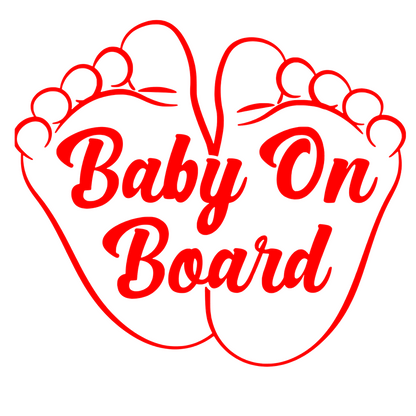 Sticker auto moto decorativ, tuning, rezistent la apa si UV, Baby on board cu picioruse