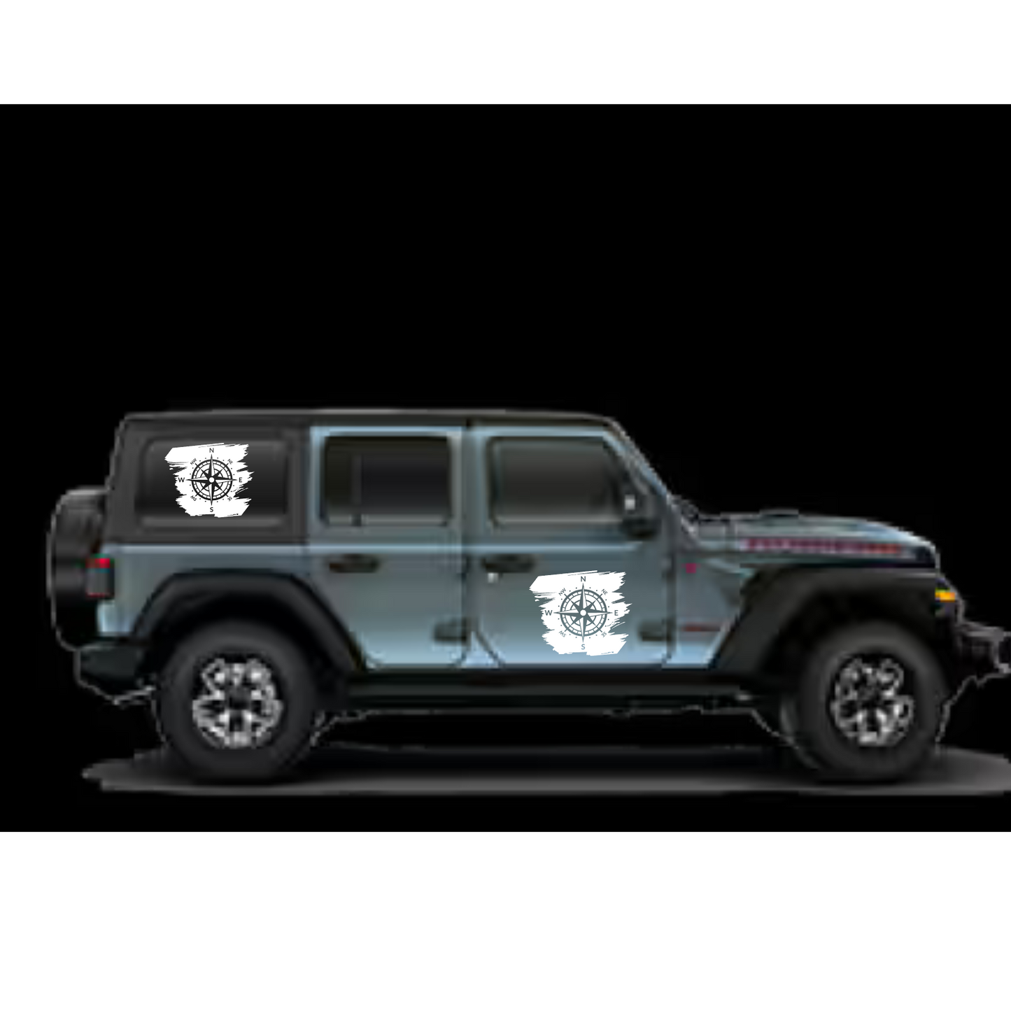 Set 2 stickere auto, rezistente la apa, Off Road, Busola