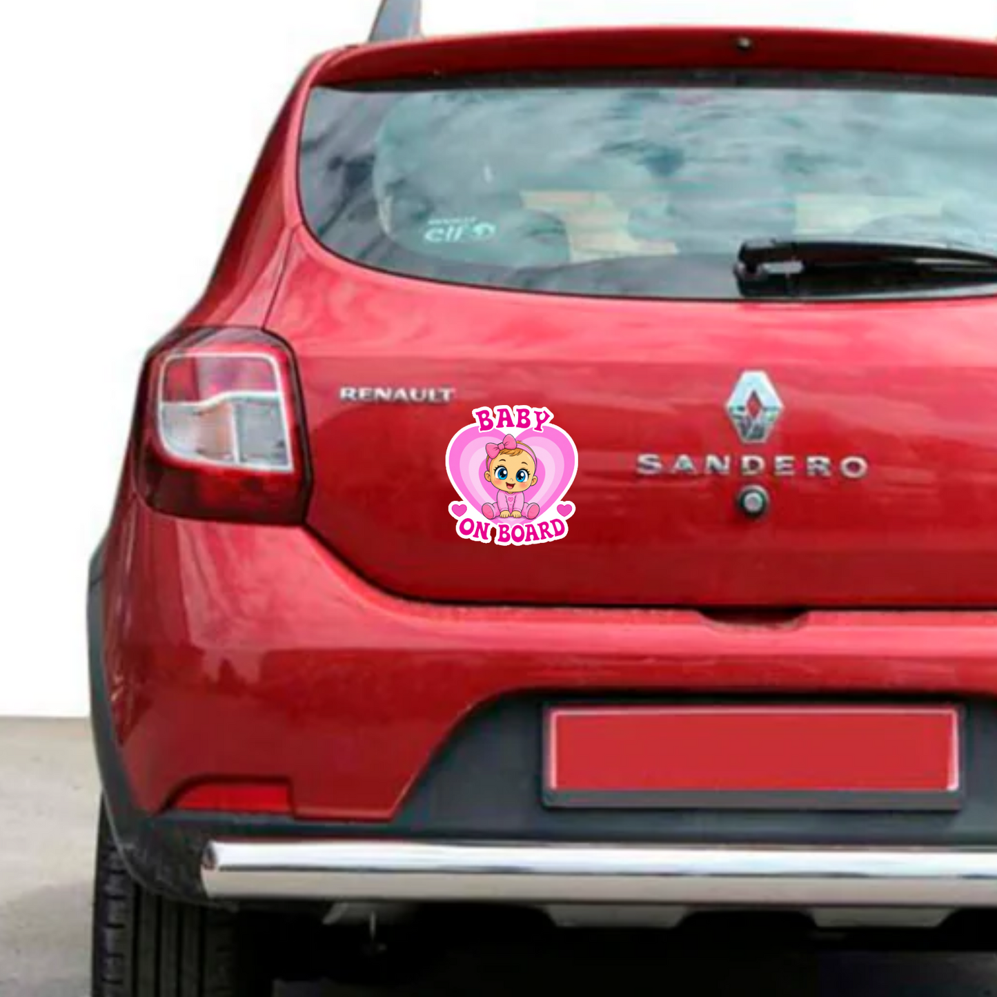 Sticker Baby on Board – Bebeluș Fetiță, Roz, Autocolant Auto