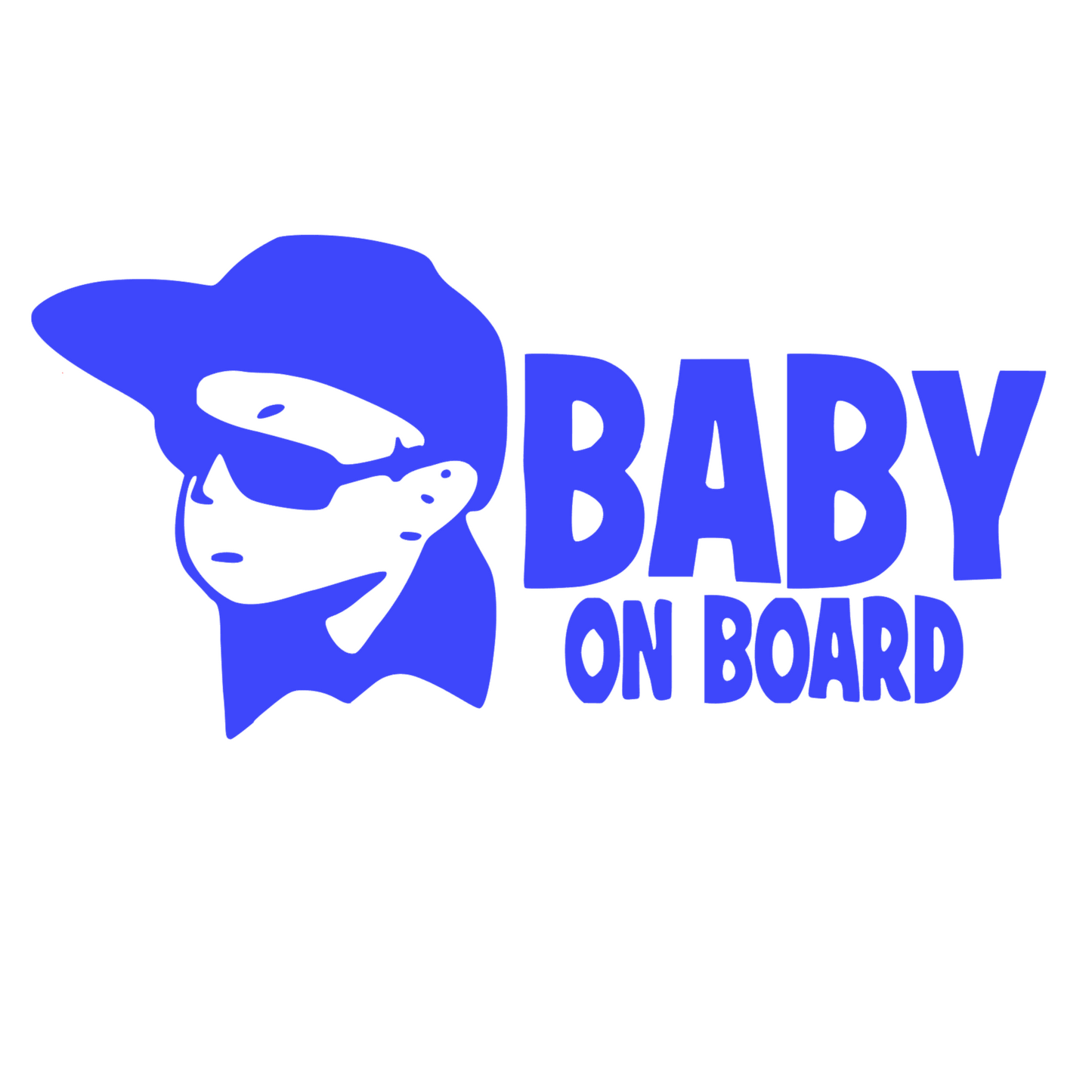 Sticker auto moto decorativ, tuning, rezistent la apa si UV, Baby on board cu sapca