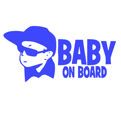 Sticker auto moto decorativ, tuning, rezistent la apa si UV, Baby on board cu sapca