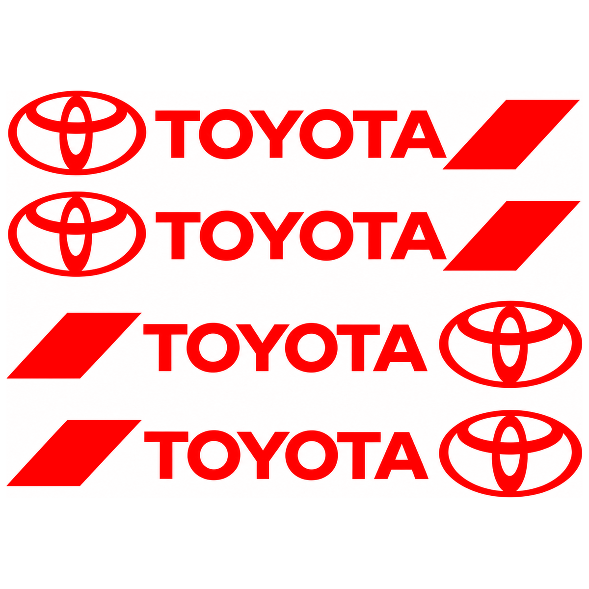 Set 4 Stickere Mânere Toyota – Logo + Accent Roșu Racing 12.5x2cm