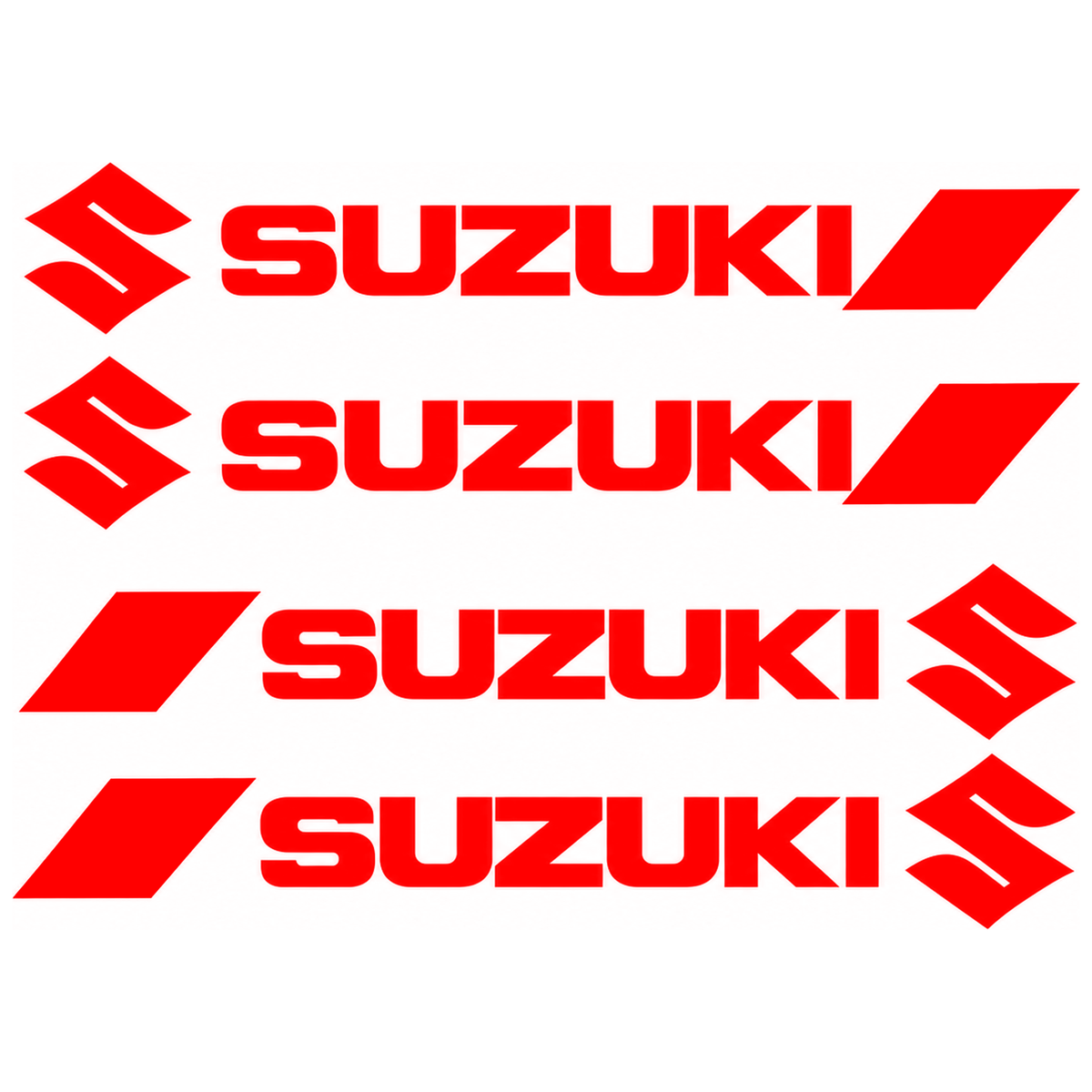 Set 4 Stickere Mânere Suzuki – Logo + Accent Roșu Racing, 12,5 × 2cm