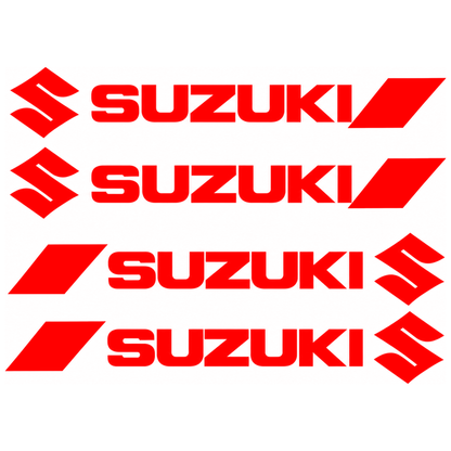 Set 4 Stickere Mânere Suzuki – Logo + Accent Roșu Racing, 12,5 × 2cm
