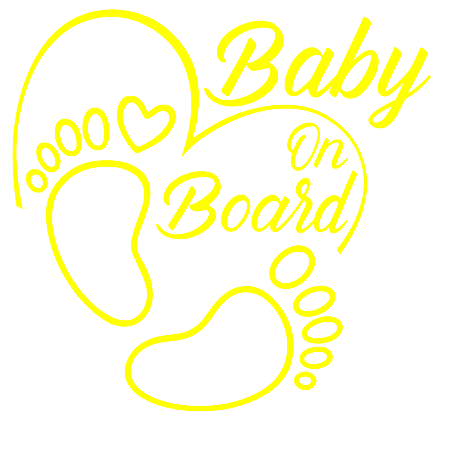 Sticker auto moto decorativ, tuning, rezistent la apa si UV, Baby on board cu picioruse si inima v2