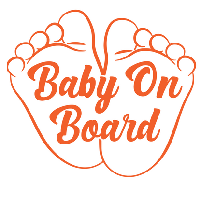 Sticker auto moto decorativ, tuning, rezistent la apa si UV, Baby on board cu picioruse