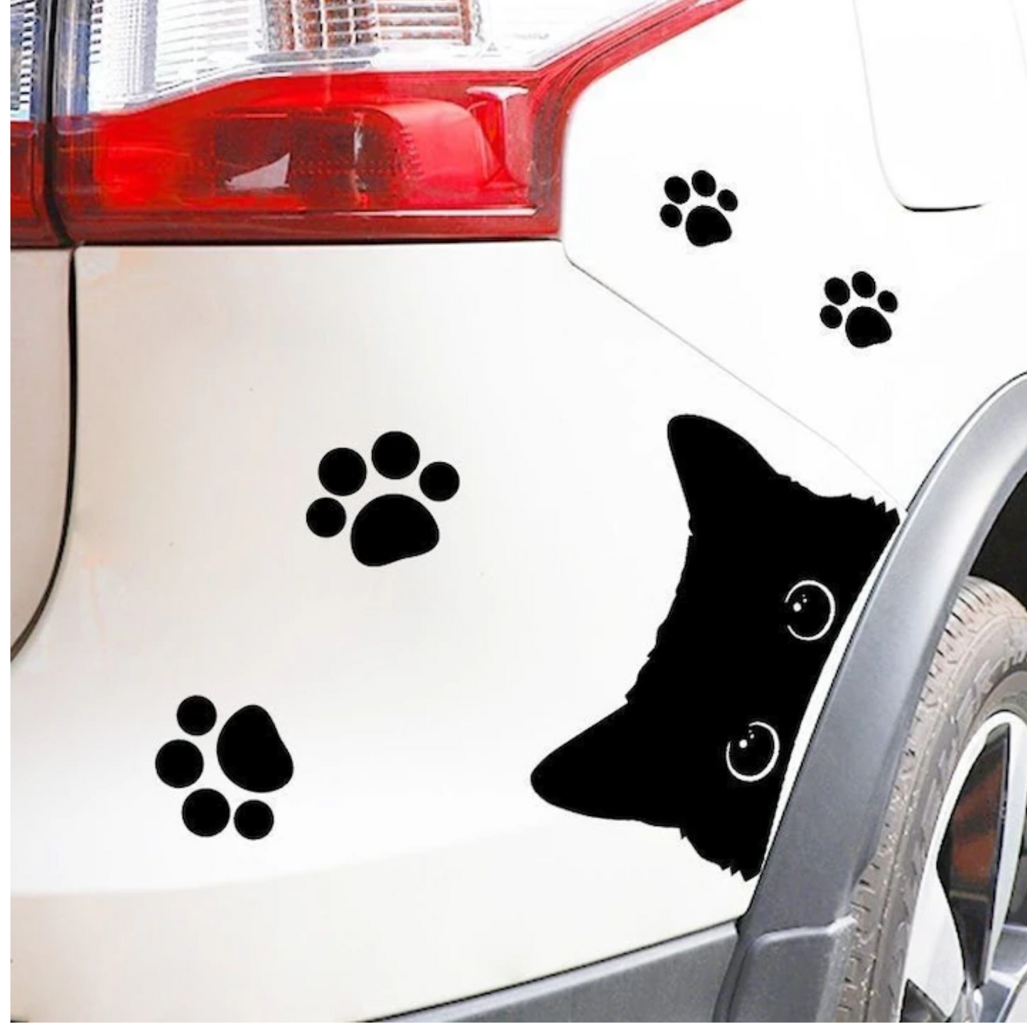 Set 8 stickere auto, doua pisici negre si sase gheare, impermeabile, rezistente la soare