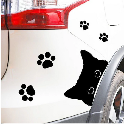 Set 8 stickere auto, doua pisici negre si sase gheare, impermeabile, rezistente la soare
