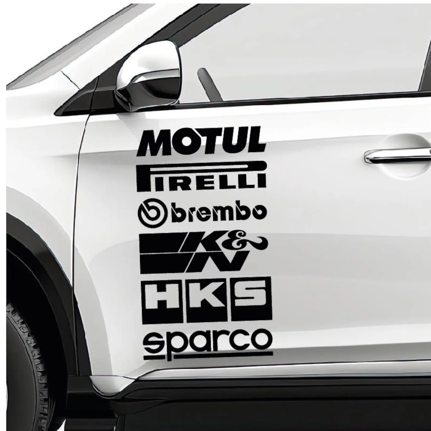 Set 6 stickere auto cu sponsori, Motul, Pirelli, Brembi, K&N, HKS, Sparco