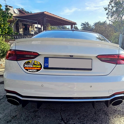 Sticker auto protest JUSTITIA RUSINII – mesaj civic Romania –