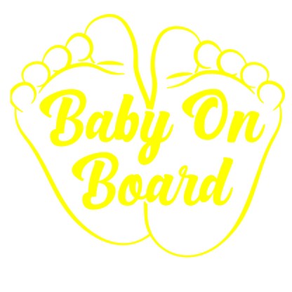 Sticker auto moto decorativ, tuning, rezistent la apa si UV, Baby on board cu picioruse