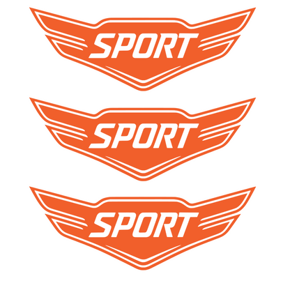 Set 3 stickere auto moto decorativ, tuning, rezistent la apa si UV, Model Sport