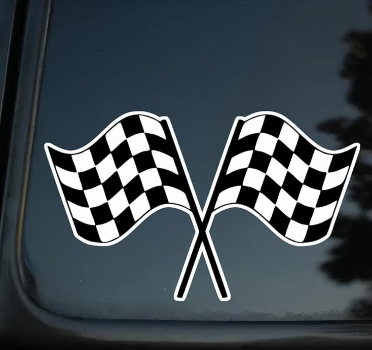 Set 2 Stickere Auto Racing – Steaguri de Curse Încrucișate, Motorsport, Tuning