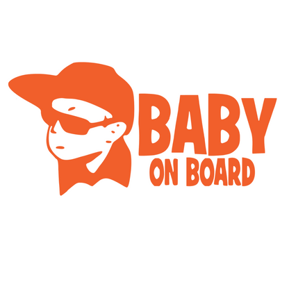 Sticker auto moto decorativ, tuning, rezistent la apa si UV, Baby on board cu sapca