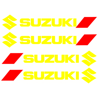 Set 4 Stickere Mânere Suzuki – Logo + Accent Roșu Racing, 12,5 × 2cm