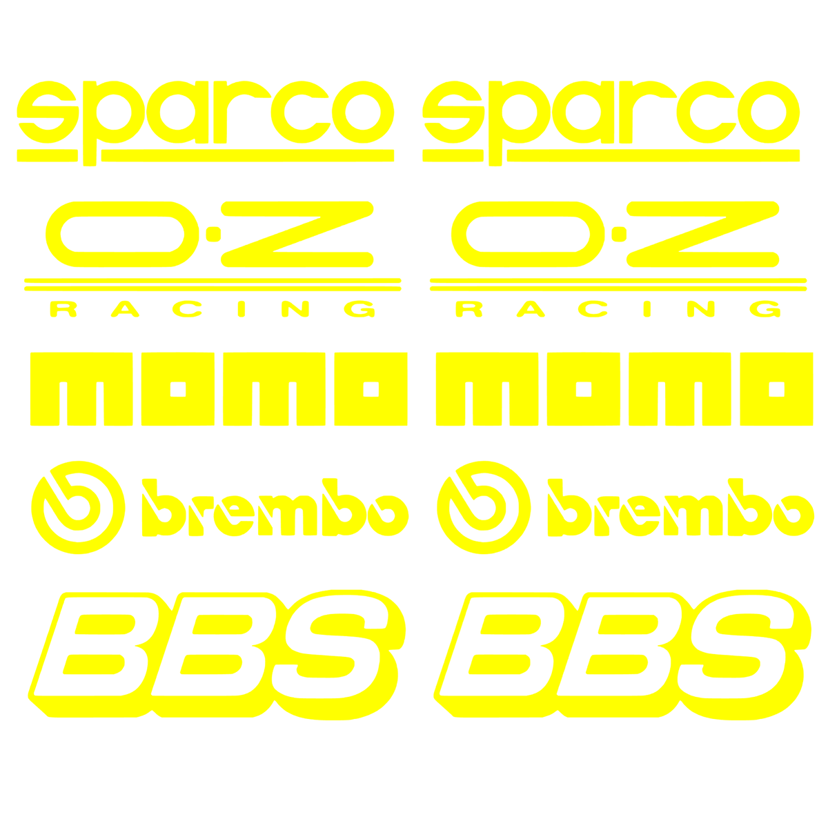 Set de 2 seturi Stickere Auto Racing – Sparco, O.Z Racing, Momo, Brembo și BBS