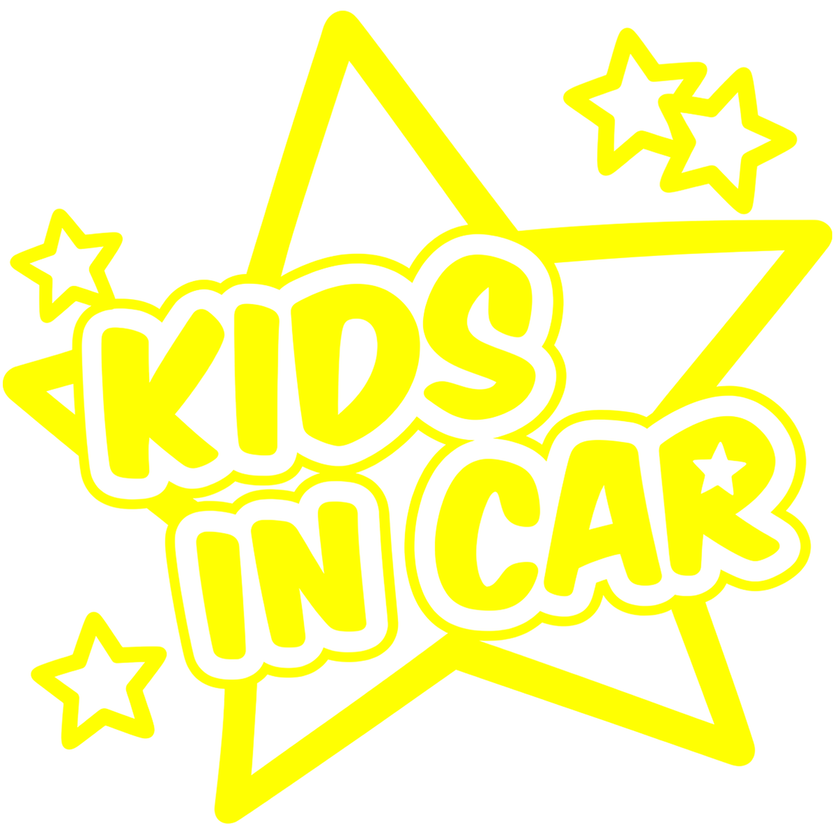 Sticker auto Kids in Car – Copii la bord, model cu stele, 17cm
