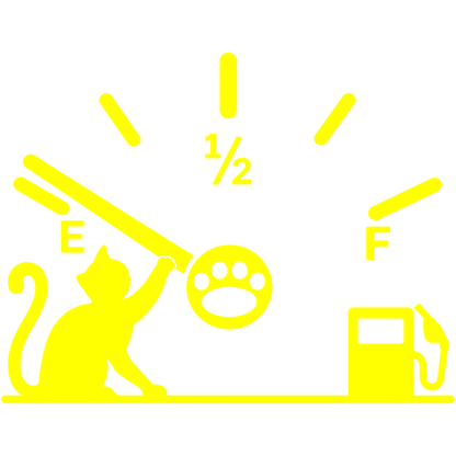 Sticker auto Pisică cu indicator de combustibil – pentru capacul rezervorului, 15cm
