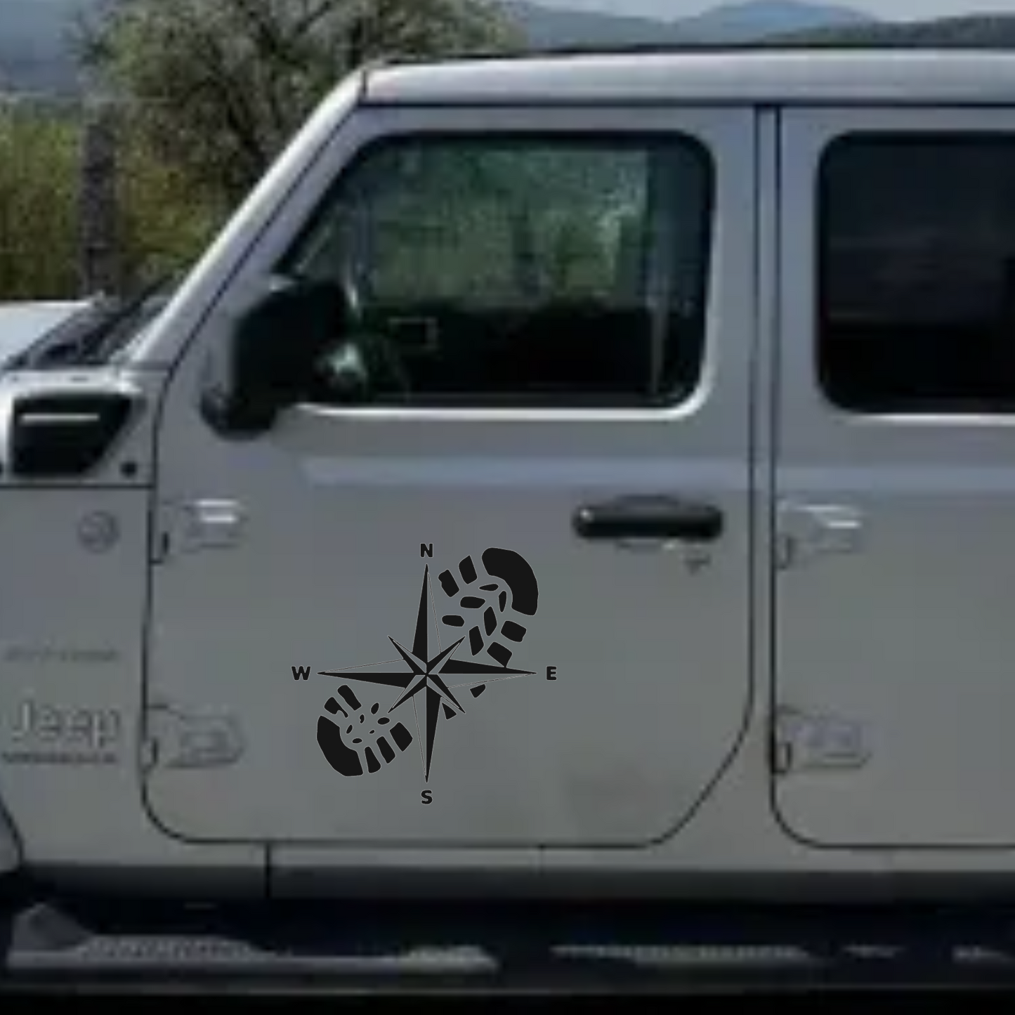Sticker auto 4x4, rezistent, adventure, busola cu talpa de bocanc