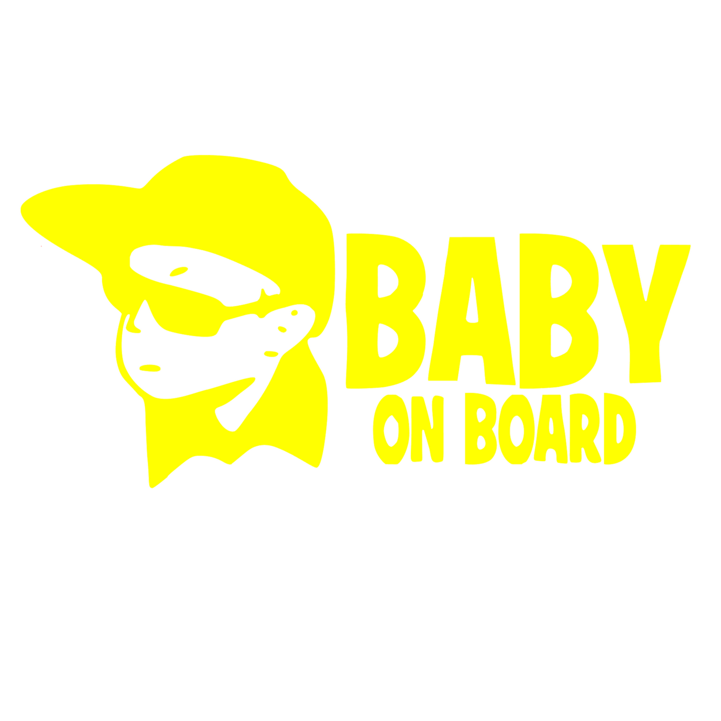 Sticker auto moto decorativ, tuning, rezistent la apa si UV, Baby on board cu sapca