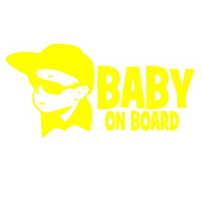 Sticker auto moto decorativ, tuning, rezistent la apa si UV, Baby on board cu sapca