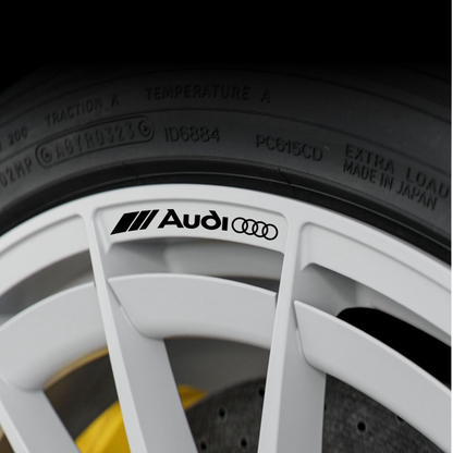 Set 8 stickere auto tuning pentru Audi RS S-line, pentru jante aliaj, rezistente