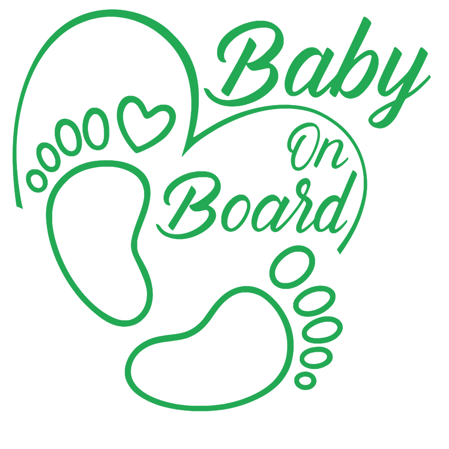 Sticker auto moto decorativ, tuning, rezistent la apa si UV, Baby on board cu picioruse si inima v2