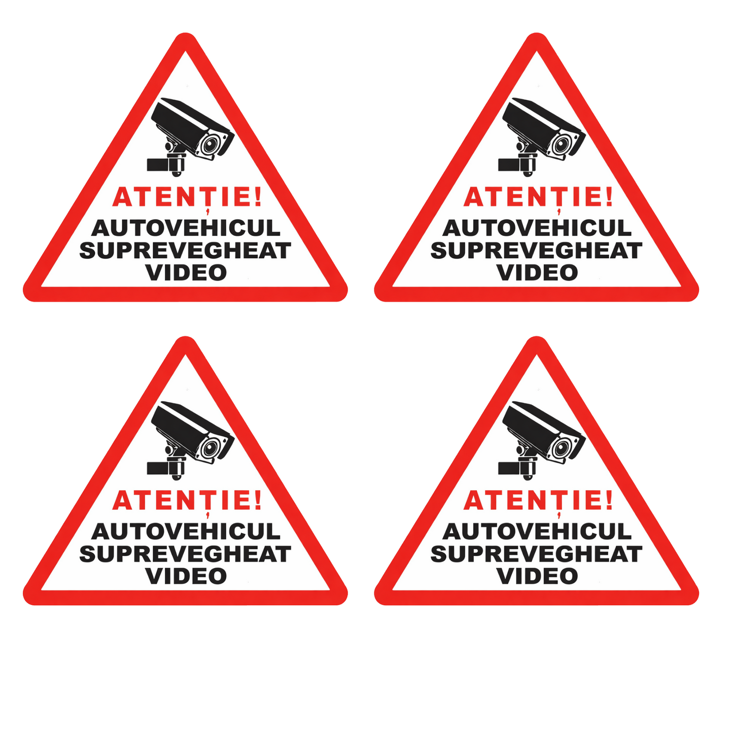 Set 4 stickere rezistente, autovehicul supravegheat video